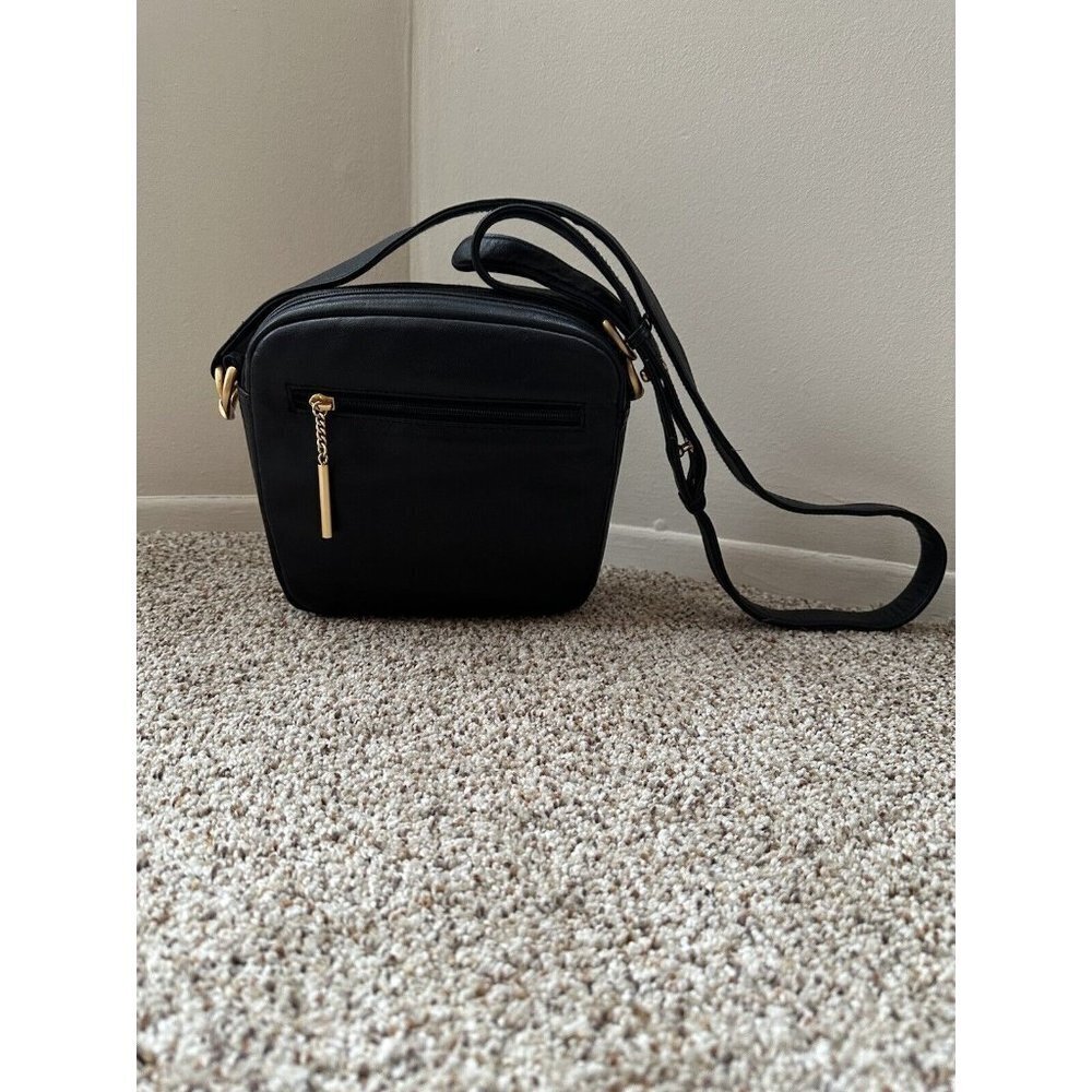Field Manor Faux Leather Crossbody Bag Double Zip Compartment Square Shape NWOT